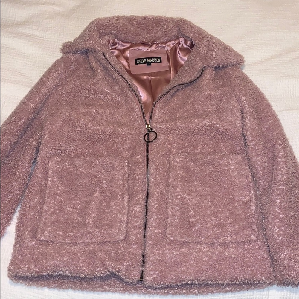 Steve Madden pink fuzzy jacket